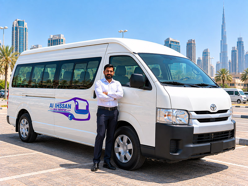 15 seater van available for hire with a driver in Ajman