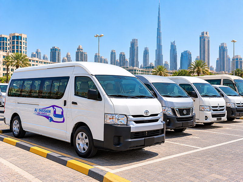 15 seater van available for hire with a driver in Ajman
