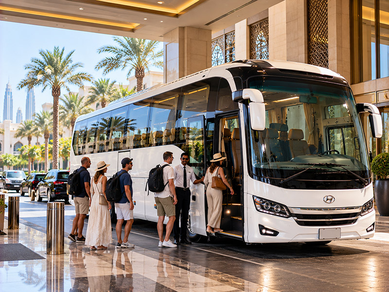 34 seater bus available for Sharjah to Abu Dhabi group transfers