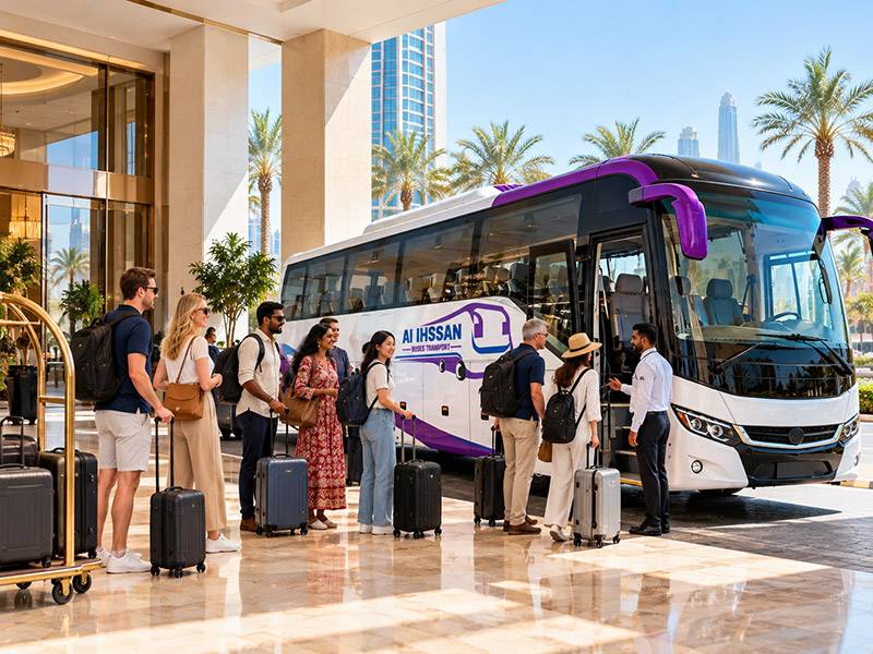 35 seater luxury bus from a Dubai bus rental company