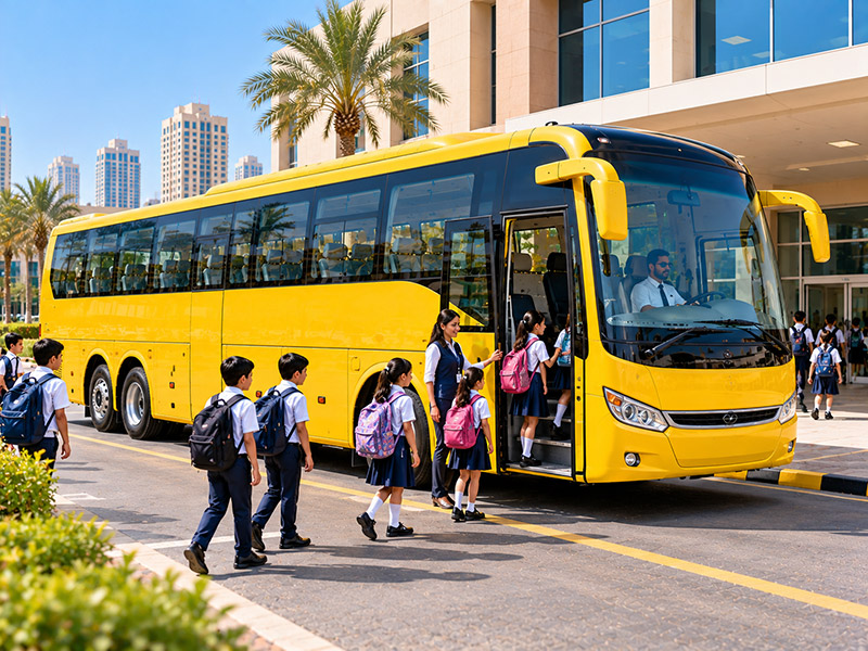 60 seater school bus with students boarding