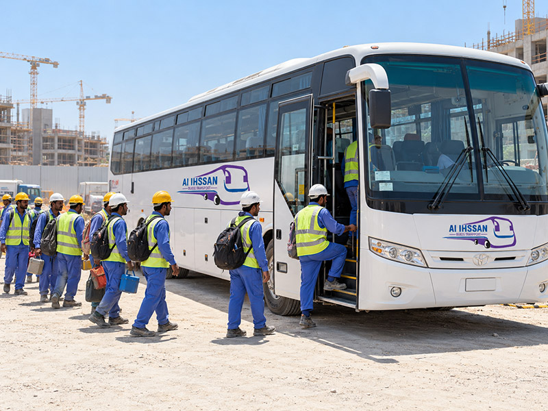 84 seater bus for labour transport at a construction site