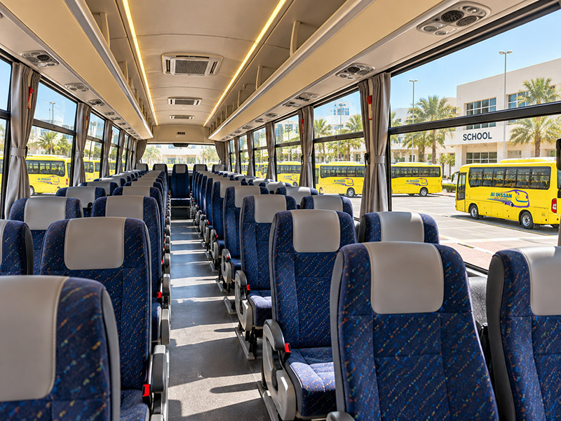 Inside an 84 seater school bus
