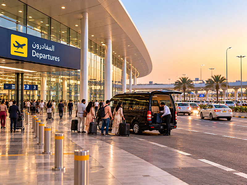 Airport transfer bus at departures