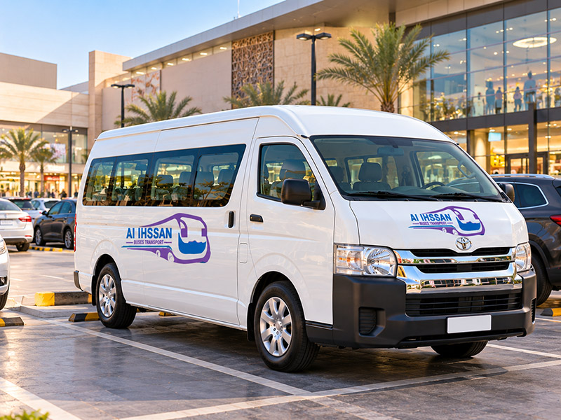 Toyota Hiace 13 seater van at a business park